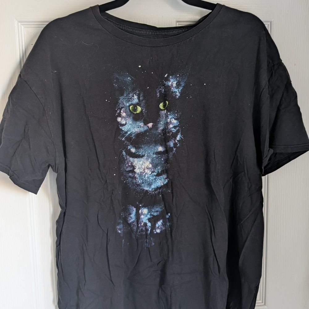 Galaxy Cat Black T-Shirt